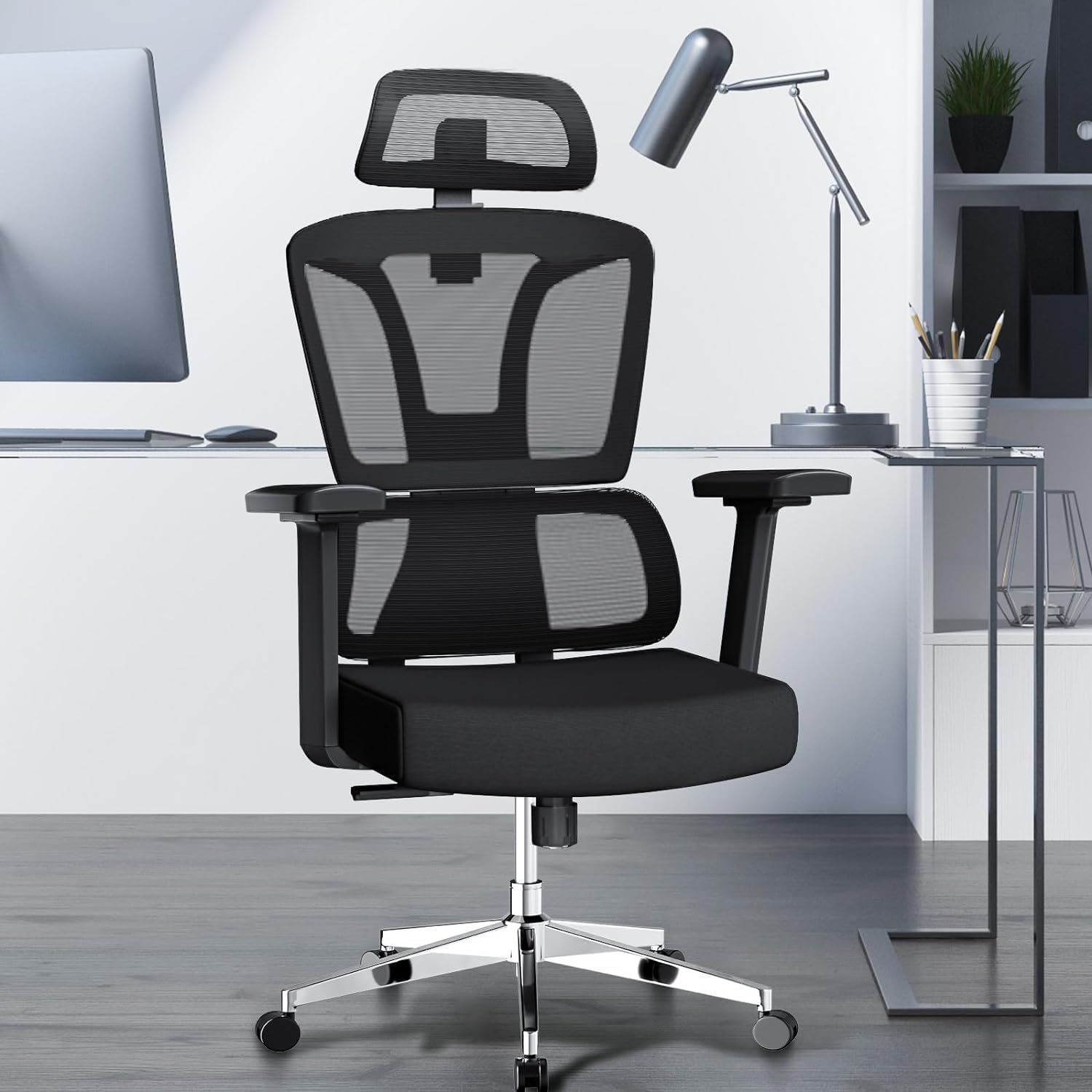 Close-up image of the MELOKEA chair's seat cushion, highlighting its soft, high-density sponge material for enhanced comfort.