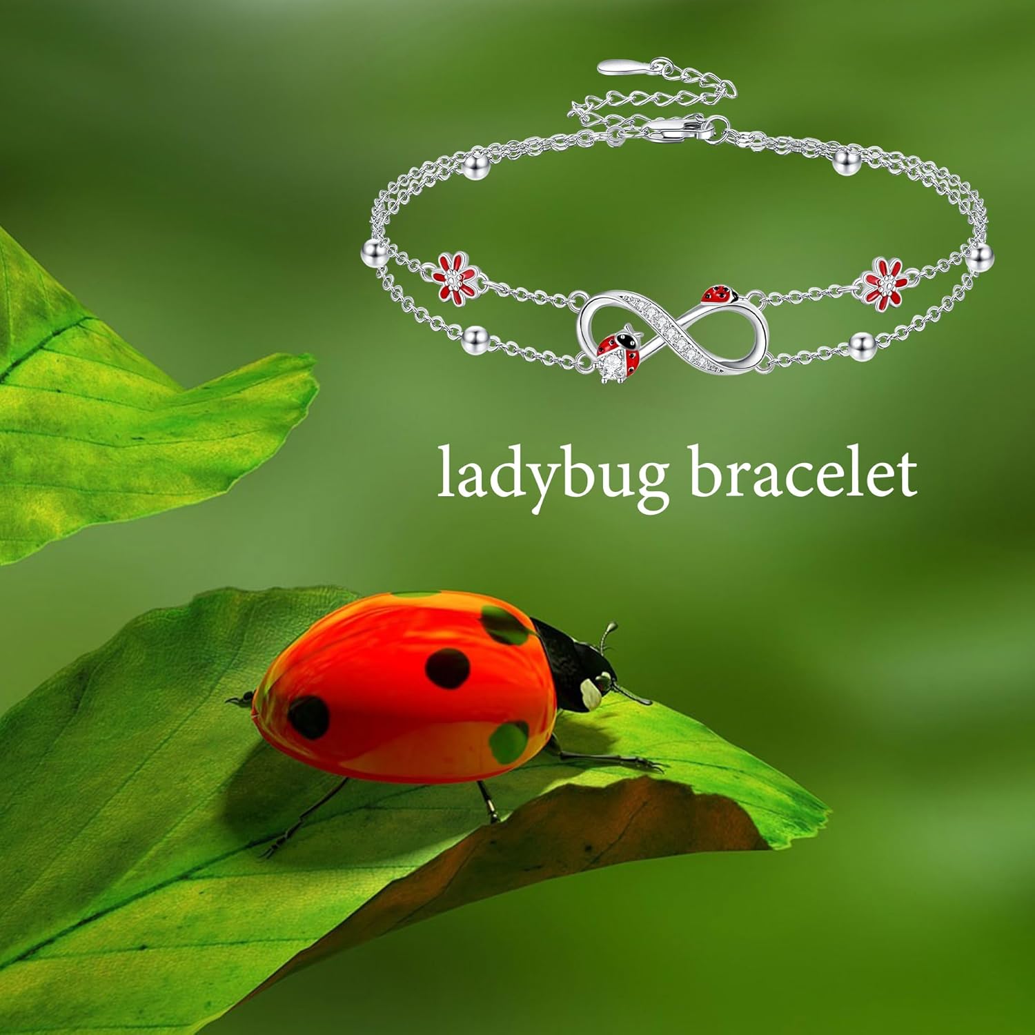 Butterfly/Ladybug/Cat/Bee Bracelet 925 Sterling Silver Double Layered Chain Animal Jewellery Gifts for Women - Image 6