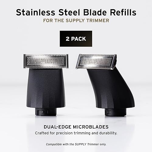 Miniatura 2 de SUPPLY Cuchillas de repuesto para recortadora para hombres, paquete de 2, cabezales de aluminio de acero inoxidable compatibles con el recortador de