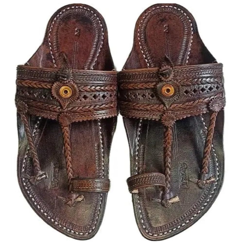 Leather Kolhapuri Chappals for Men - The Light Double Original | Stylish & Comfortable | Handmade by Local Artistans