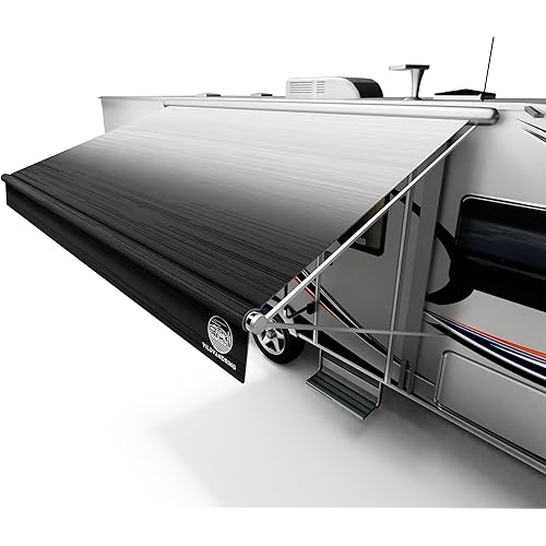 Heavy-Duty RV Awning Fabric Replacement 15ft – Camper Awning Fabric Replacement, 19.5oz Heat-Sealed Vinyl, UV & Weatherproof, Sunproof, Universal Outdoor Canopy for RVs, Campers, Trailers & More