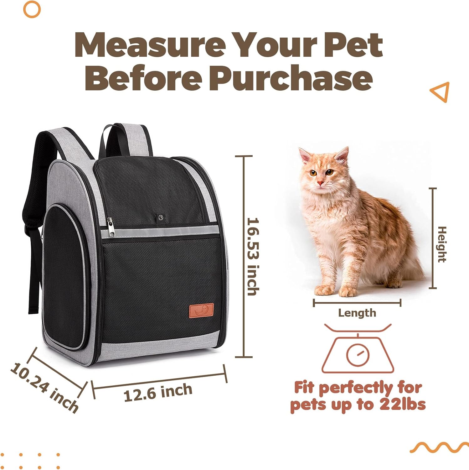 Hellomamma Cat Carrier Backpacks, Small Dog Puppy Large Cat Carrying Backpack up to 22lbs, Ventilated Design, Safety Straps, Buckle Support, Collapsible for Travel Hiking, Outdoor Use : Pet Supplies