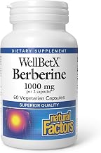 Natural Factors WellBetX Berberine - Daily Supplement Supports Metabolic Health - Formula Supports Healthy Heart - Gluten-Free & Vegan - 60 Vegetarian Capsules (60 Servings)
