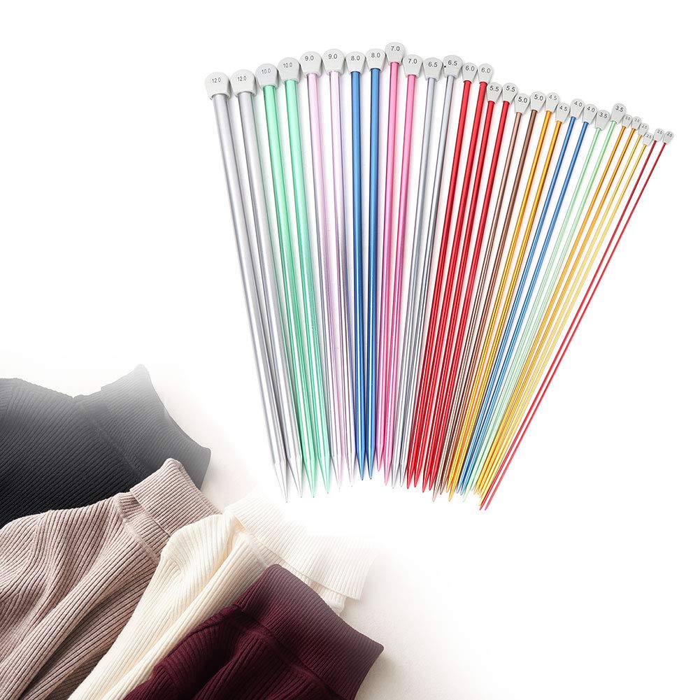 Jeu d'aiguilles à Tricoter, 15 Paires, Aiguilles de Fils de Pull, Oxydé Coloré