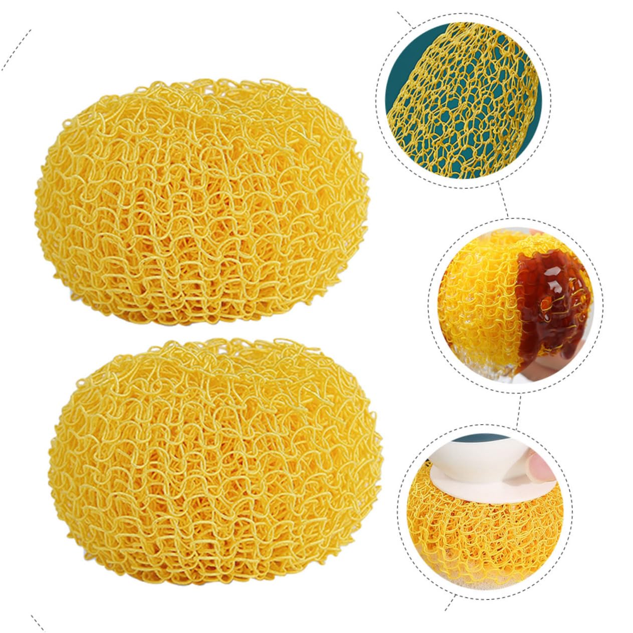 Boule de Nettoyage Ronde 2 Pièces en Fibre pour Vaisselle