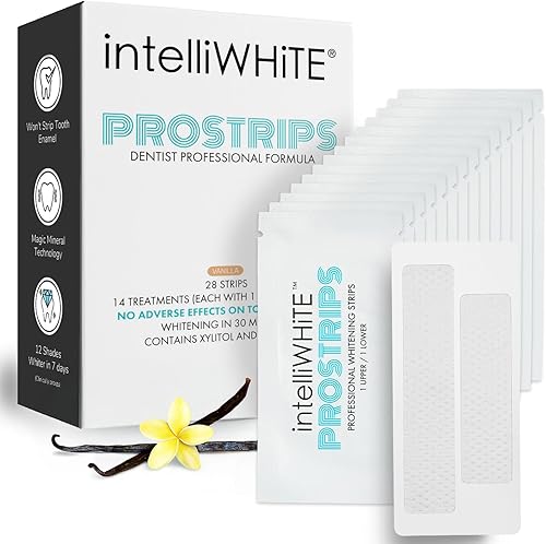 Miniatura 7 de Prostrips - 12 tonos de dientes más blancos - 56 tiras suaves remineralizantes seguras esmaltadas - 97% no tenía sensibilidad - tamaño extra