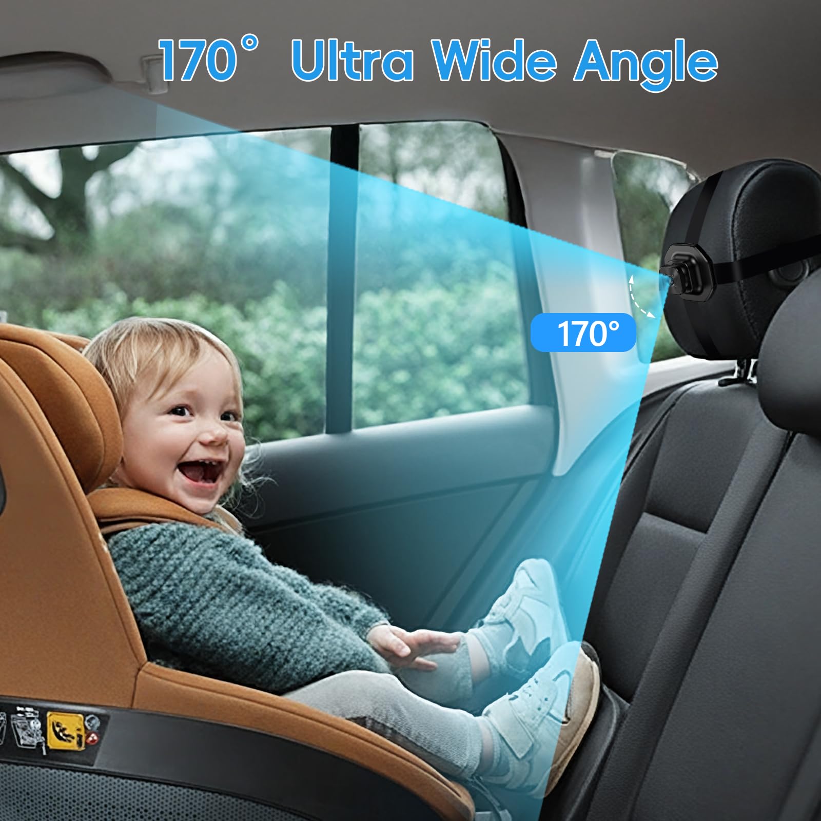 Caméra de Voiture pour Bébé, 5" 1080P Bébé Voiture Retroviseur Moniteur avec Vision Nocturne, 170° Large Vision, Installation Facile, pour Les Fants, Les Enfants(Supporte 1 Caméra)