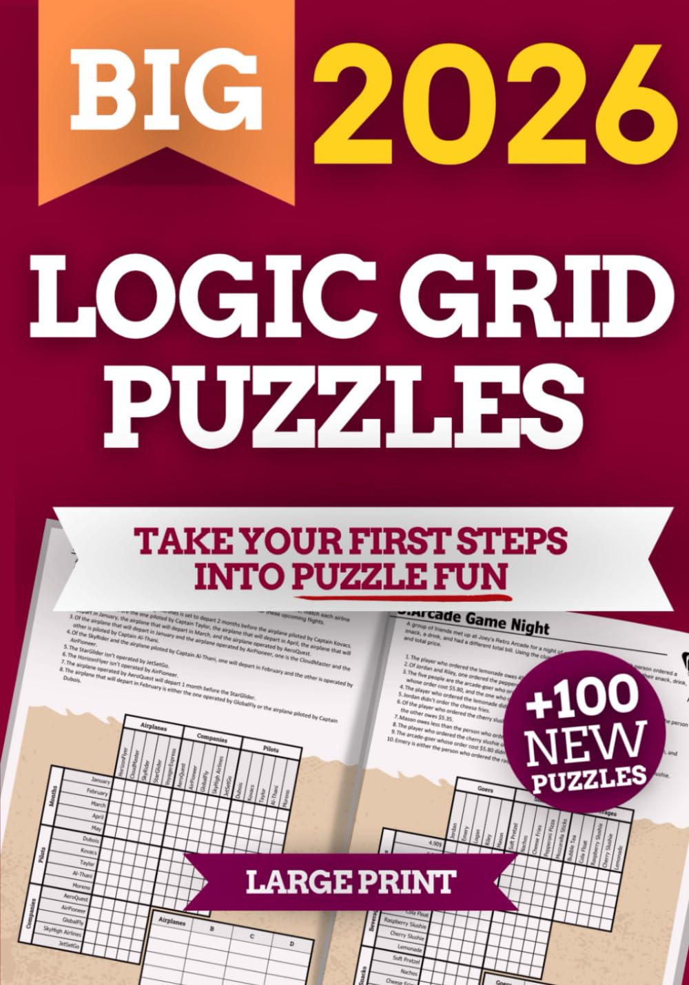 Puzzlio Studio Big Logic Grid Puzzle Book for Adults 2026: 100 Brain-Teasing 4x5 Puzzles with Verified Solutions