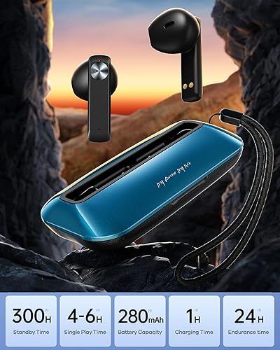 Miniatura 7 de Auriculares inalámbricos verdes con Bluetooth 5.3, graves profundos en la oreja, TWS, auriculares inalámbricos para deportes, entrenamiento, correr,