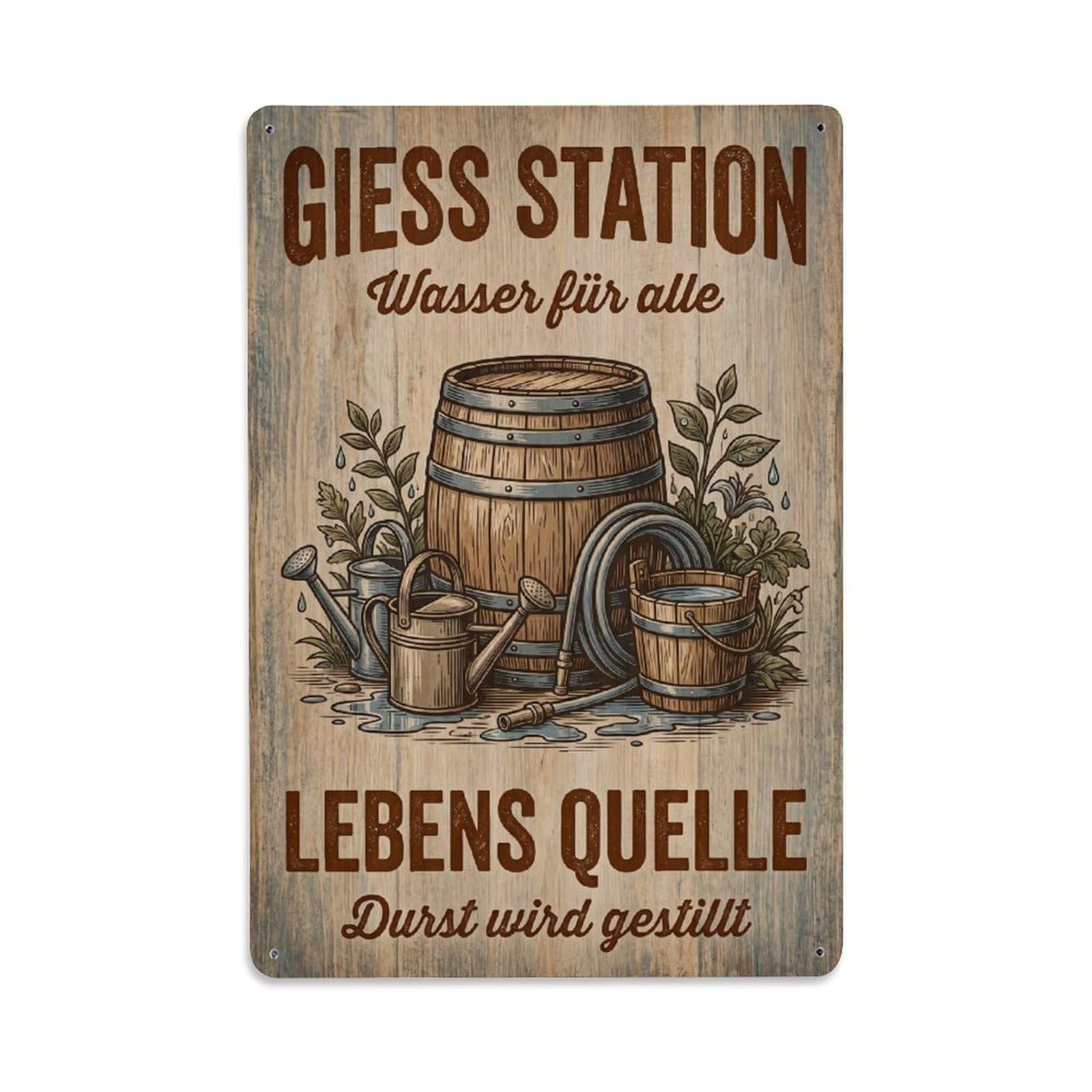 Vintage Funny Garden Watering Station Thriving Metal Tin Sign Plaque Wall Decor for Cafe, Club Bar, Office, Garden Metal Poster 8x12Inch