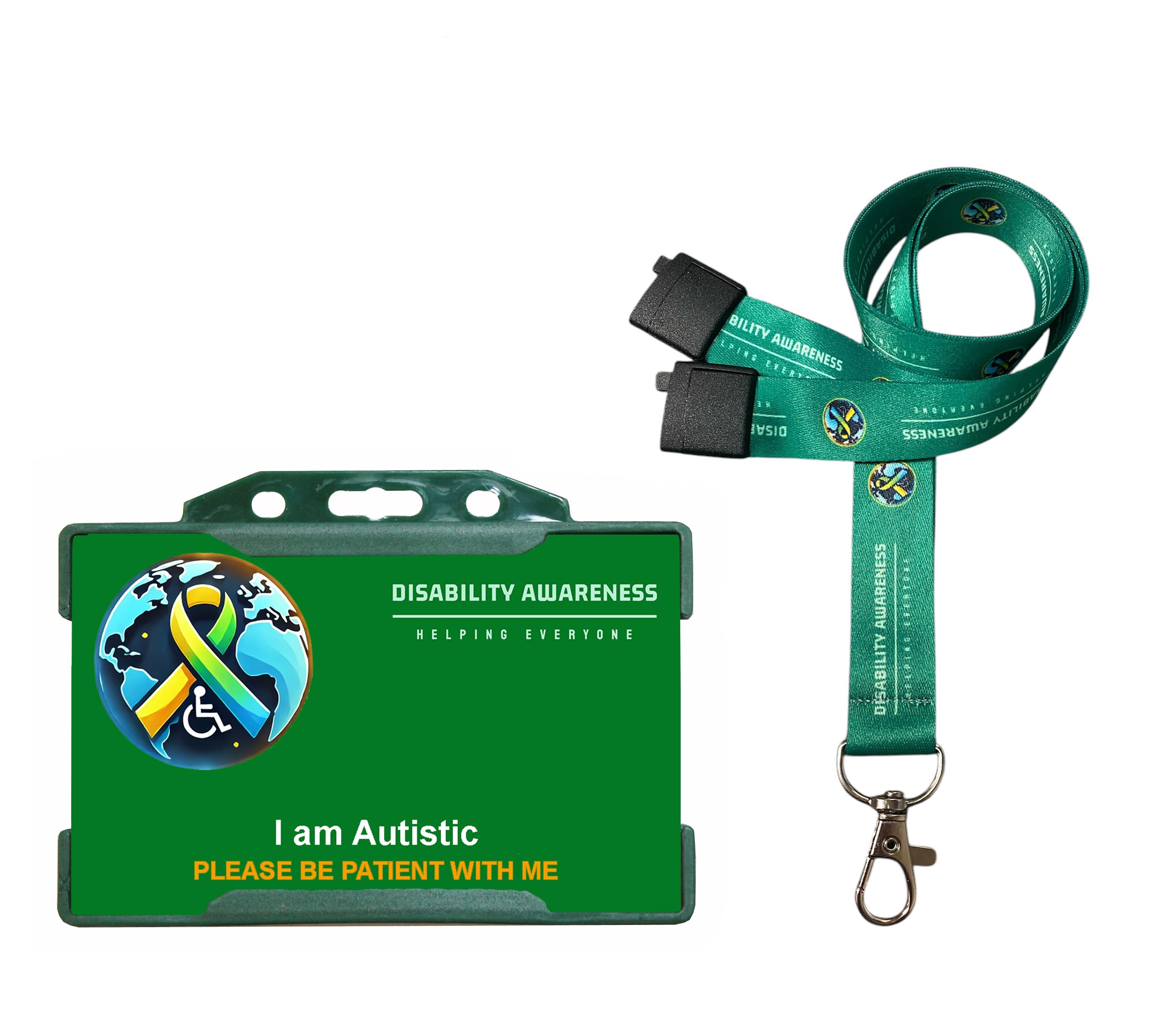 Autistic Awareness Hidden Disability Badge & Printed Lanyard World Symbol Uniting the World of Hidden Disabilities (Autistic) Quantum Leap