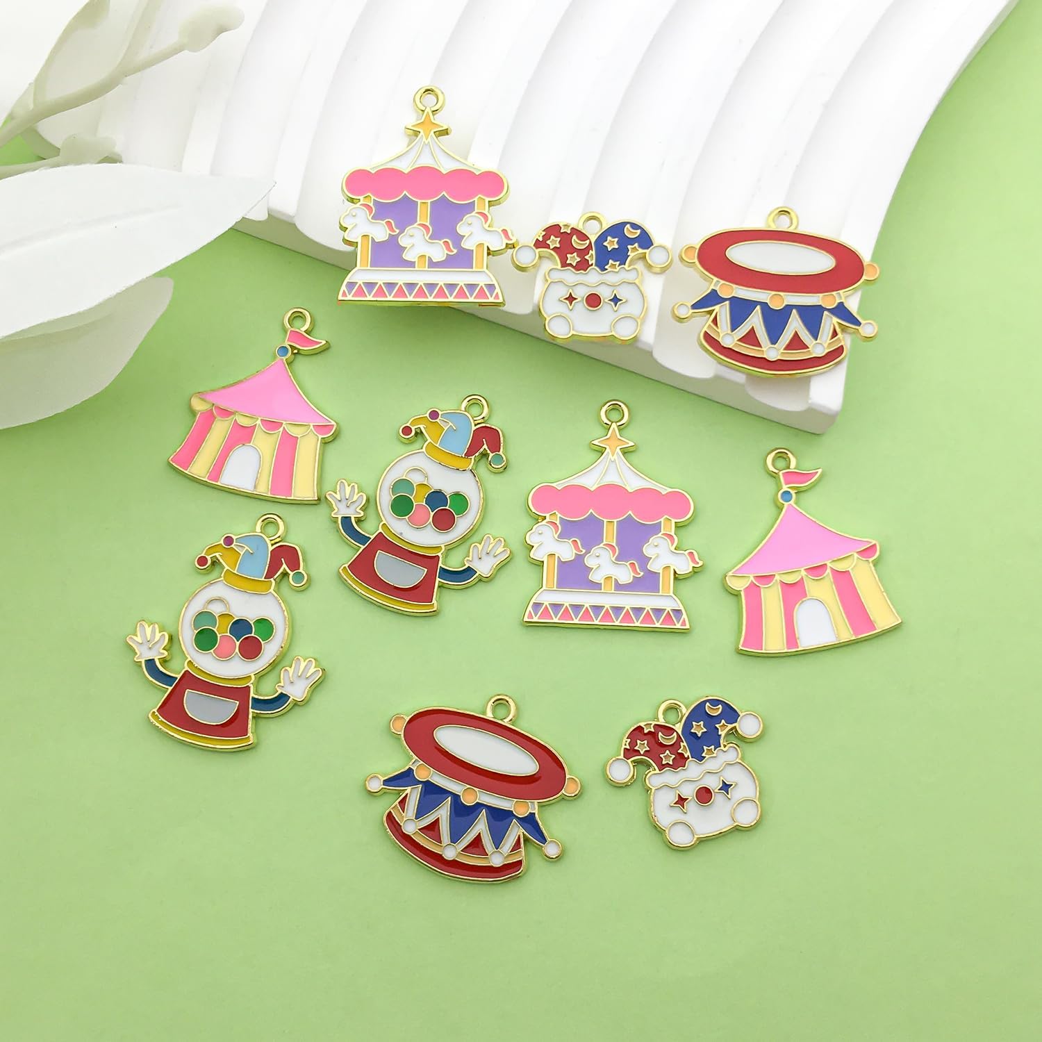 Sports Ball Connector Charms Set, Basketball Volleyball Soccer Baseball Softball Themed, Double Loop Design - Image 4