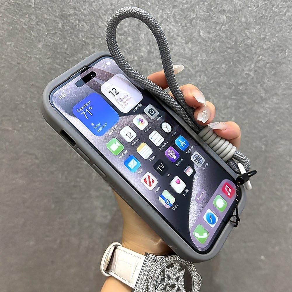 Etui magnetyczne z uchwytem na obiektyw ze szkła składanego, przezroczyste, do iPhone'a 17 16 15 14 13 12 11 Pro Max, pasek na nadgarstek, odporne na wstrząsy, ciemnozielone, do iPhone'a 17Air