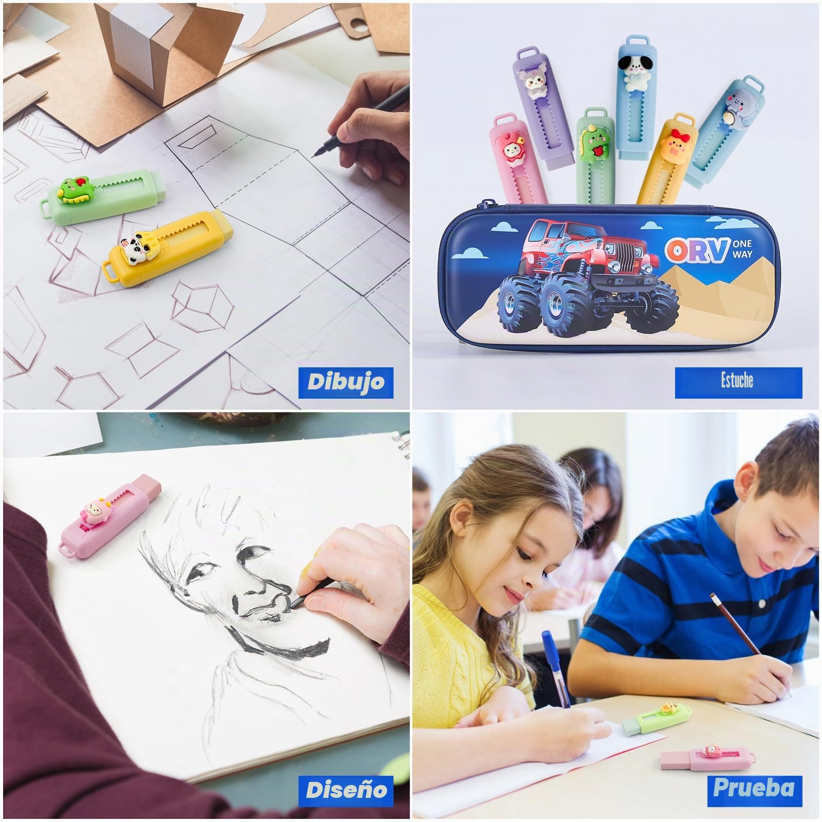 Set De 30 Gomas De Borrar Retráctiles Con Estilo Bolígrafo – 5 Diseños De Unicornio, Conejo, Oso, Dinosaurio Y Astronauta, Regalo Escolar
