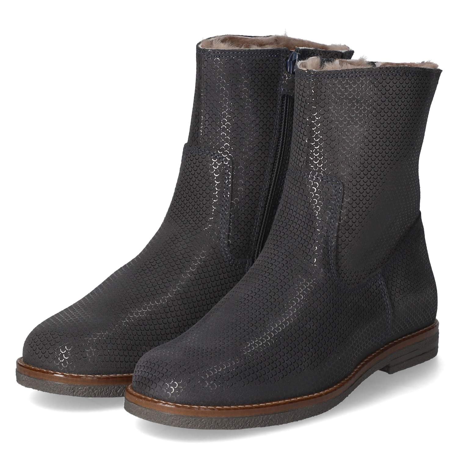 Bisgaard Nicola Lamb Children's Winter Ankle Boots Blue Suede