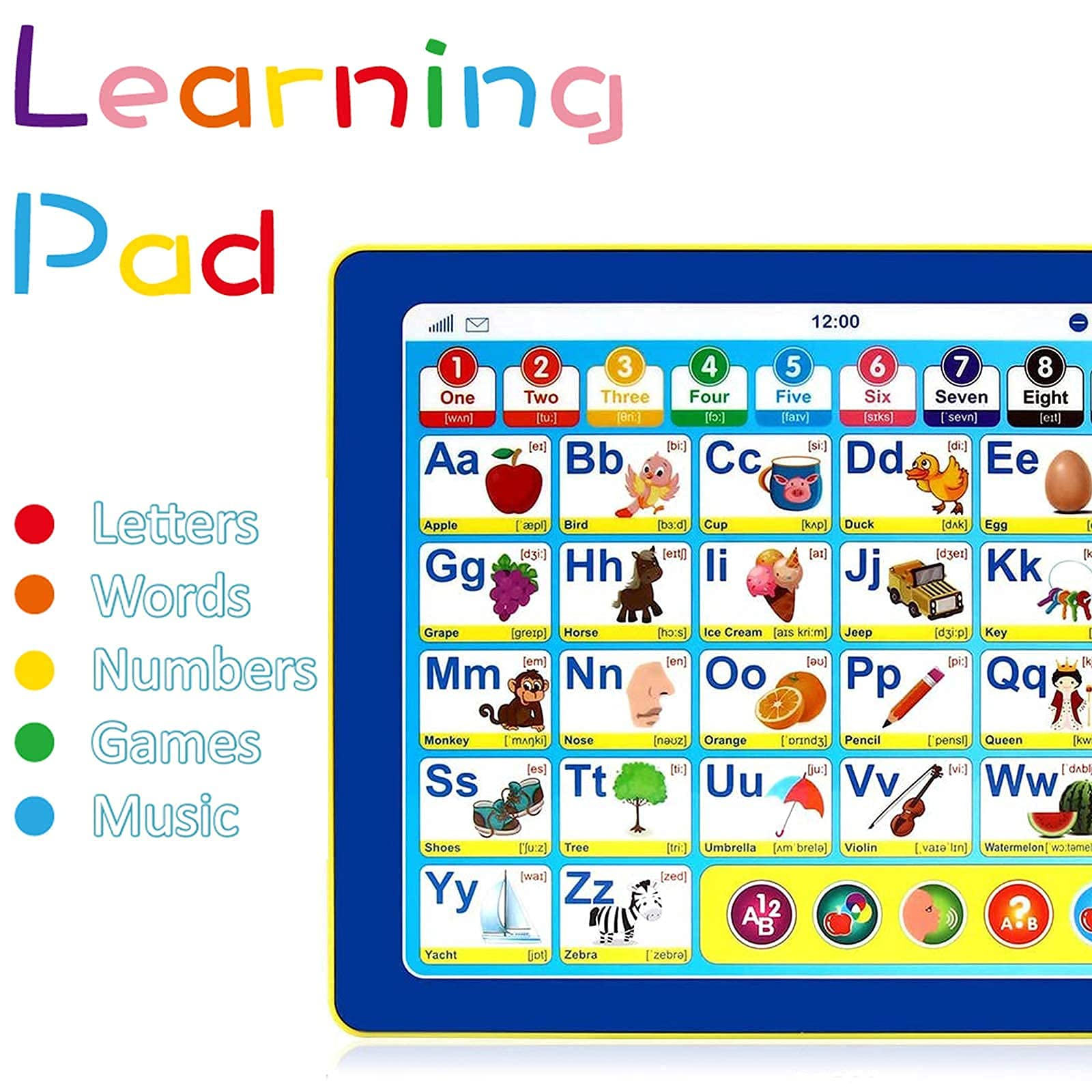 Buy LELEYU Toddler Learning Tablet with ABC&Words&Numbers&Color&Games&Music, Interactive
