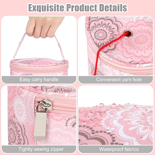 Miniatura 2 de Katech Mini bolsas de almacenamiento de hilo, bolsa de hilo portátil para ganchillo con agujeros, organizador de hilo de ganchillo, accesorios de