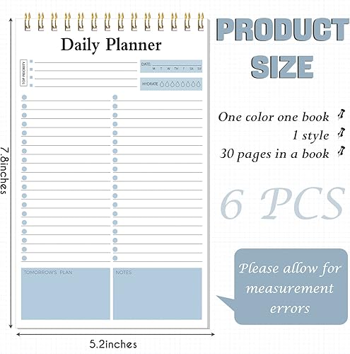 Miniatura 2 de Hotop 6 blocs de notas de lista de tareas, planificador diario para hacer diariamente, bloc de notas, planificador de lista diaria para aula,