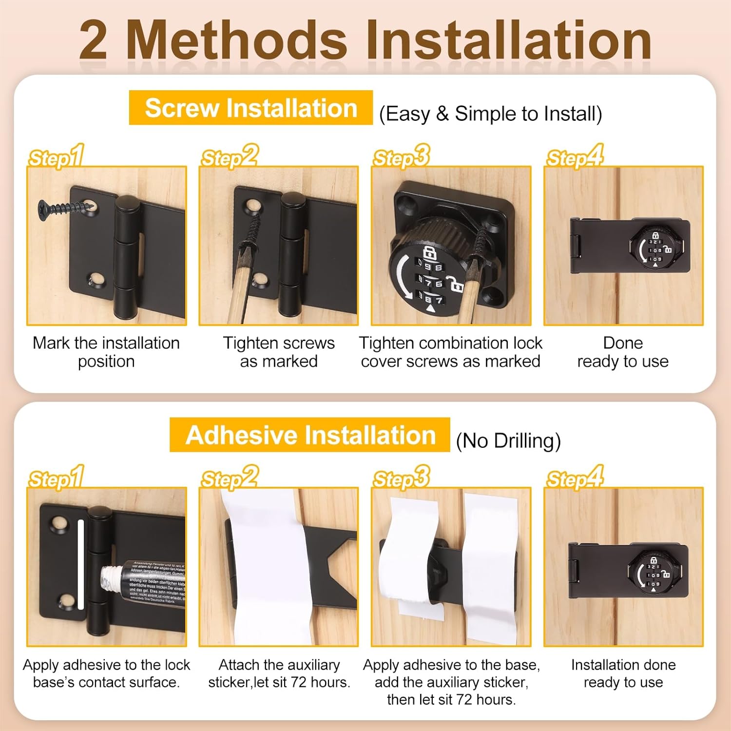 PATIKIL Password Rotary Hasp Locks (4", Silver) (1Pcs), Keyless 3-Digit Cabinet Locks with Combination Security Slide Latch, Suit for- Door/Closet/Barn/Bathroom/Outdoor/Garden