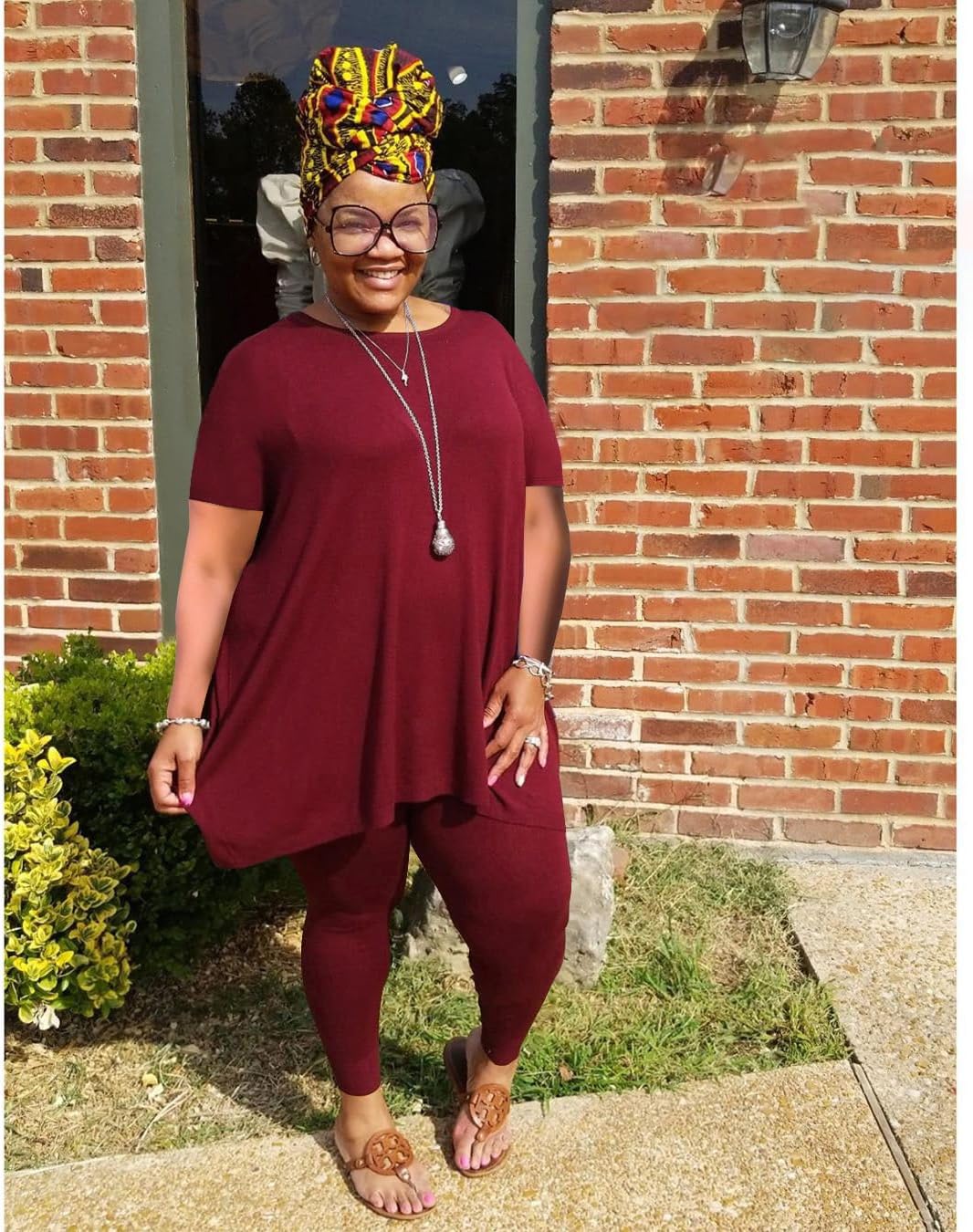 YeGine Women Plus Size 2 Piece Outfits Short Sleeve Top and Legging Pant Set Lounge Sets Tracksuit