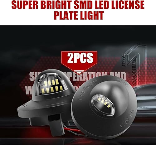 Miniatura 3 de Conjunto de 2 lámparas LED para placa de automóvil, 6500 K impermeables, luces de etiqueta de PC con luz blanca brillante, accesorios de luz para