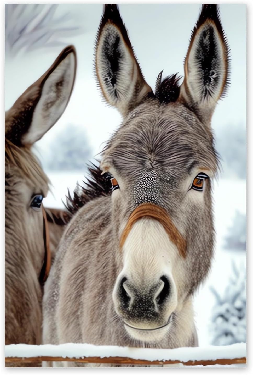 NSUAJOF Donkey Diamond Painting Kits Winter Donkey Art Painting 5D DIY Full Round Drill Adults Beginners, Personalized Gifts for Family Friends Home Wall Decor 12x18 Inch