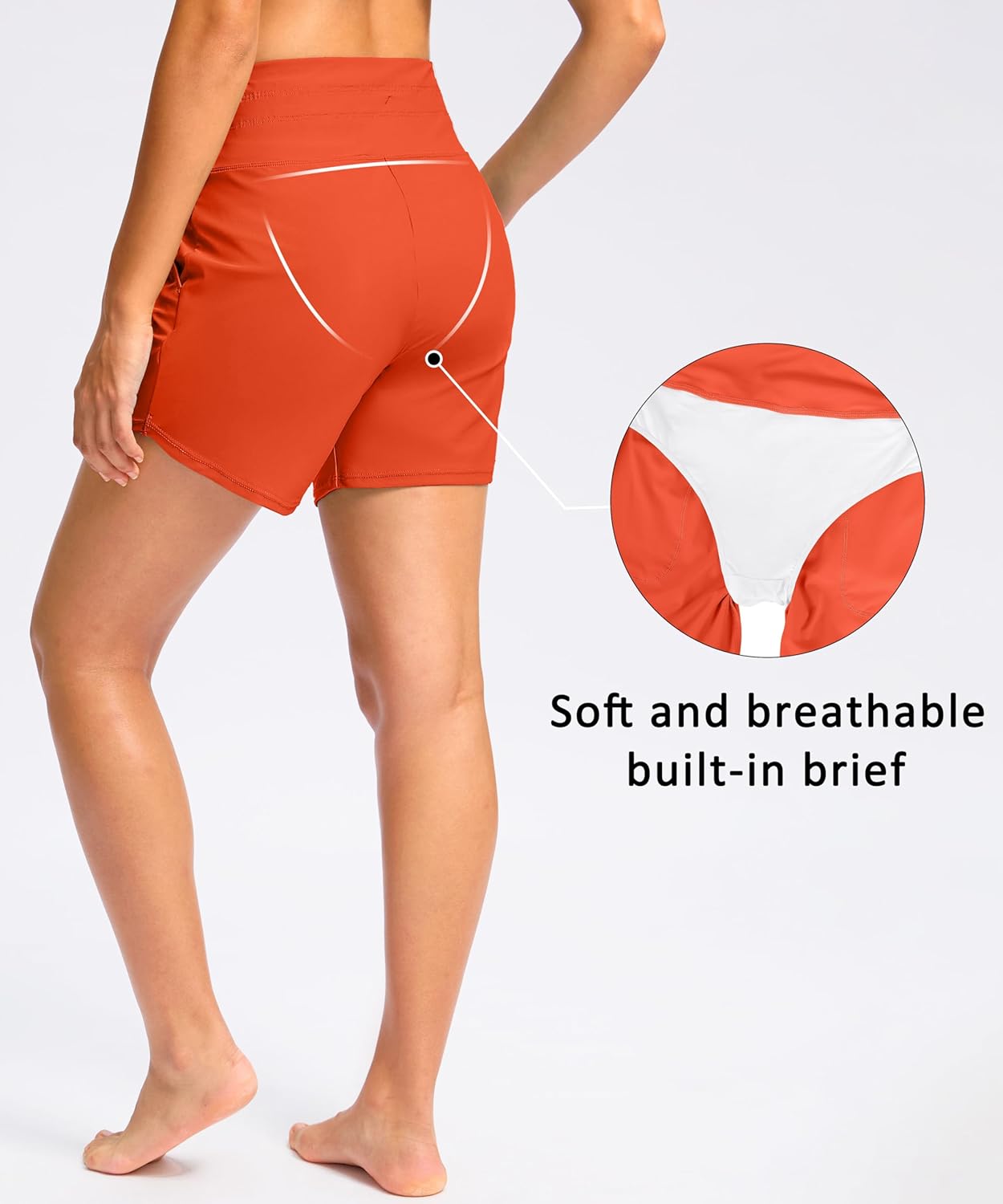 Viodia Women's 5" High Waisted Swim Board Shorts Quick Dry Beach Shorts with Pockets UPF 50+ Swimsuit Bottoms with Liner