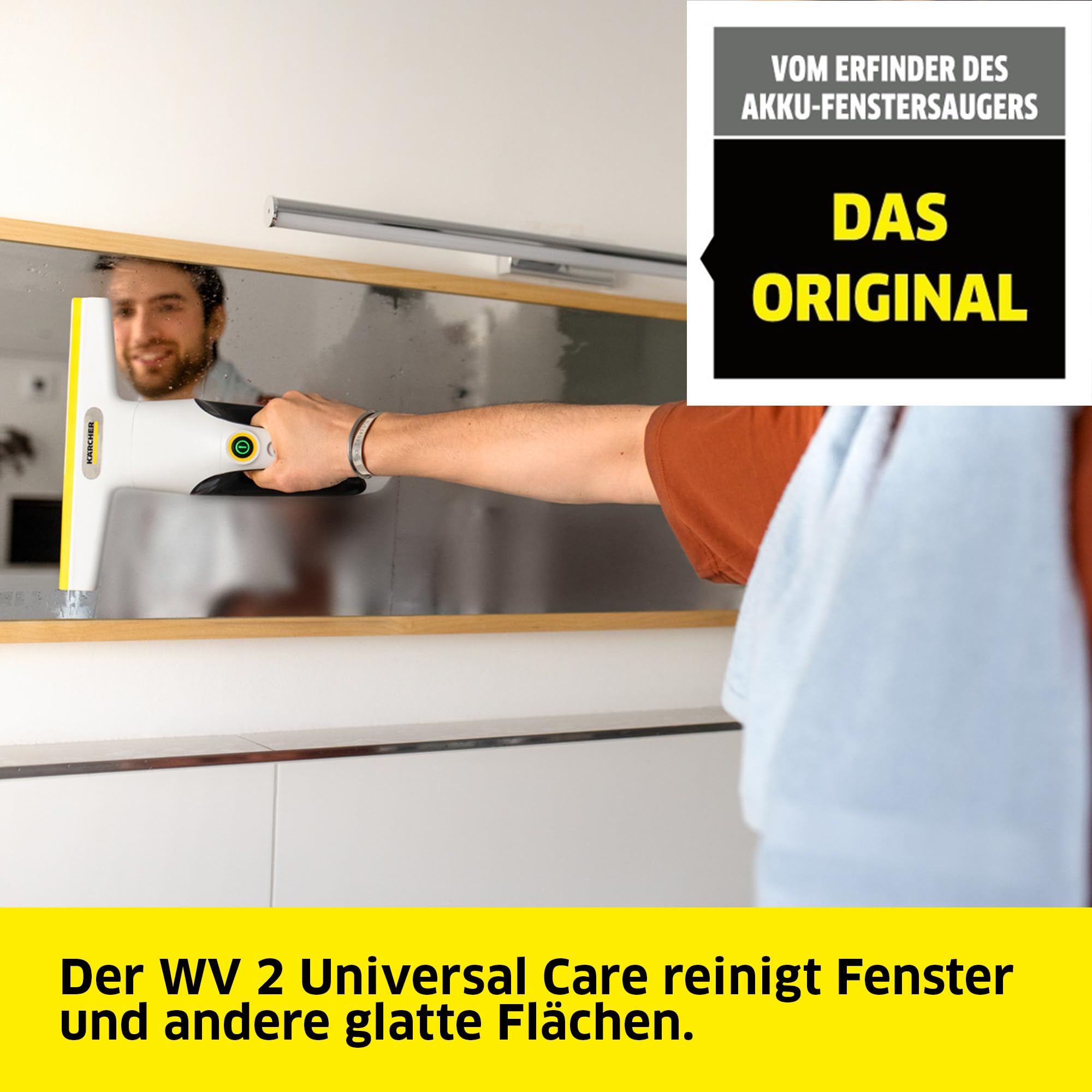 Kärcher Akku-Fenstersauger WV 2 Universal Care, Akkulaufzeit: 35 min., Schmutzwassertank: 120 ml, Sprühflasche mit Mikrofaser-Wischbezug, 20 ml Fensterreiniger, USB-C-Port