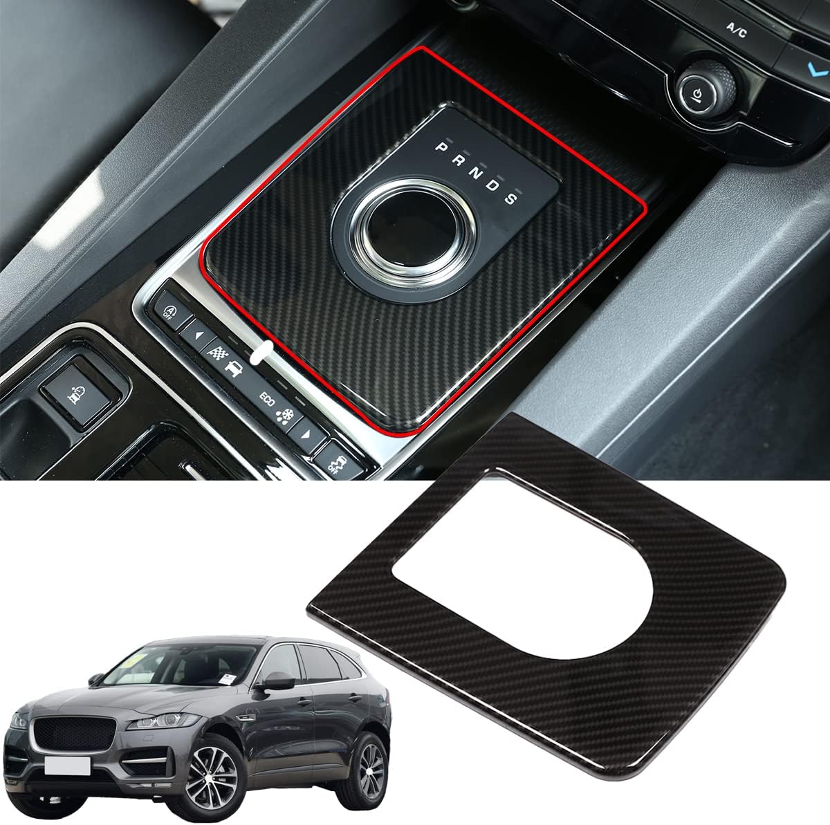 HAPPYHORSE Fit for Jaguar F-PACE XE 2016-2018 Center Control Gear Panel Frame ABS Decoration car Accessories (Carbon Fiber Pattern)