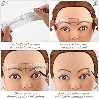 Vista 6 de 100 plantillas de regla de cejas – Abeillo - Adhesivo desechable para regla de cejas, plantilla de cejas de microblading, herramienta de medición
