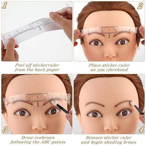 Miniatura 6 de 100 plantillas de regla de cejas – Abeillo - Adhesivo desechable para regla de cejas, plantilla de cejas de microblading, herramienta de medición de