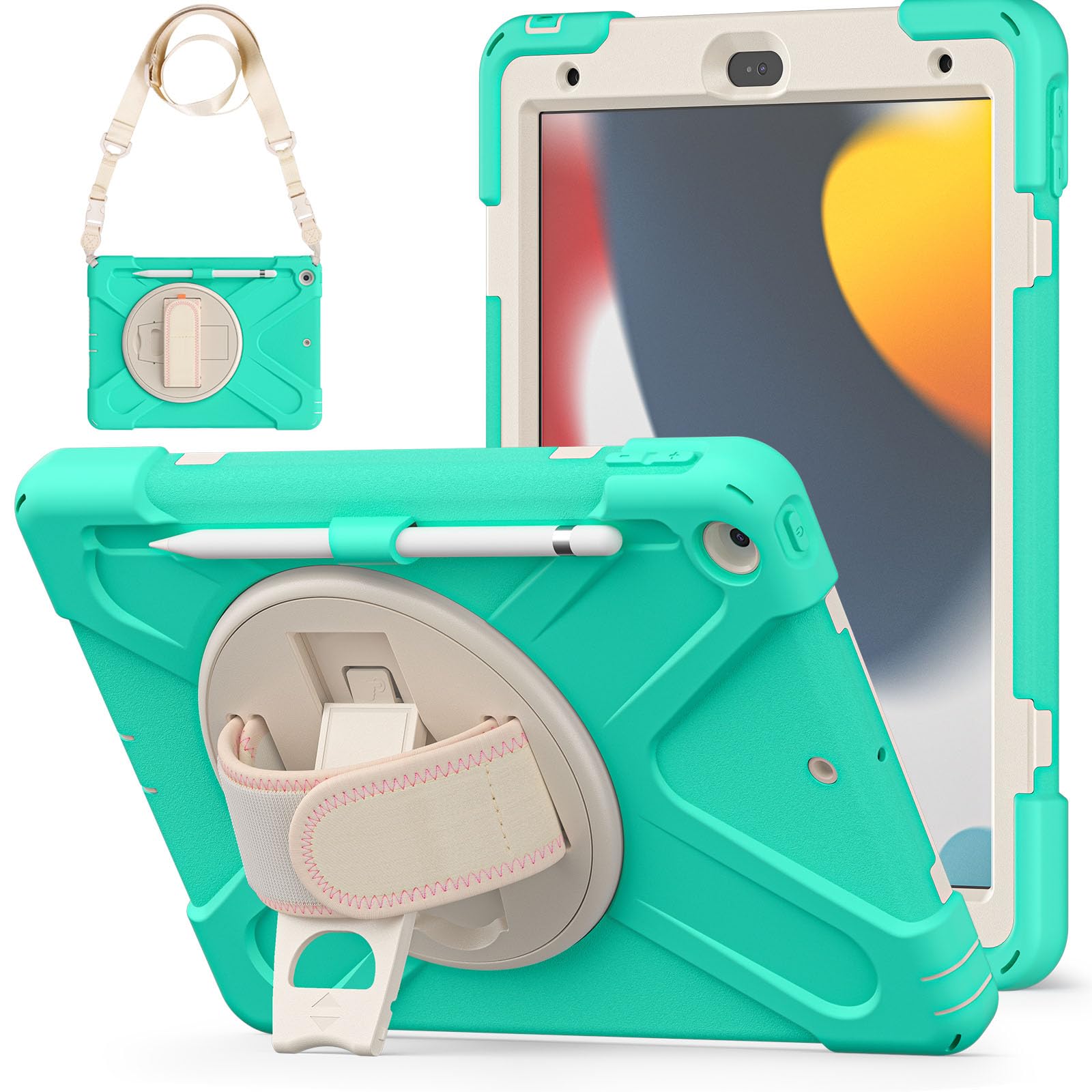 Funda para iPad 10.2 con soporte giratorio y correa ajustable para modelos 9ª 8ª 7ª gen 8