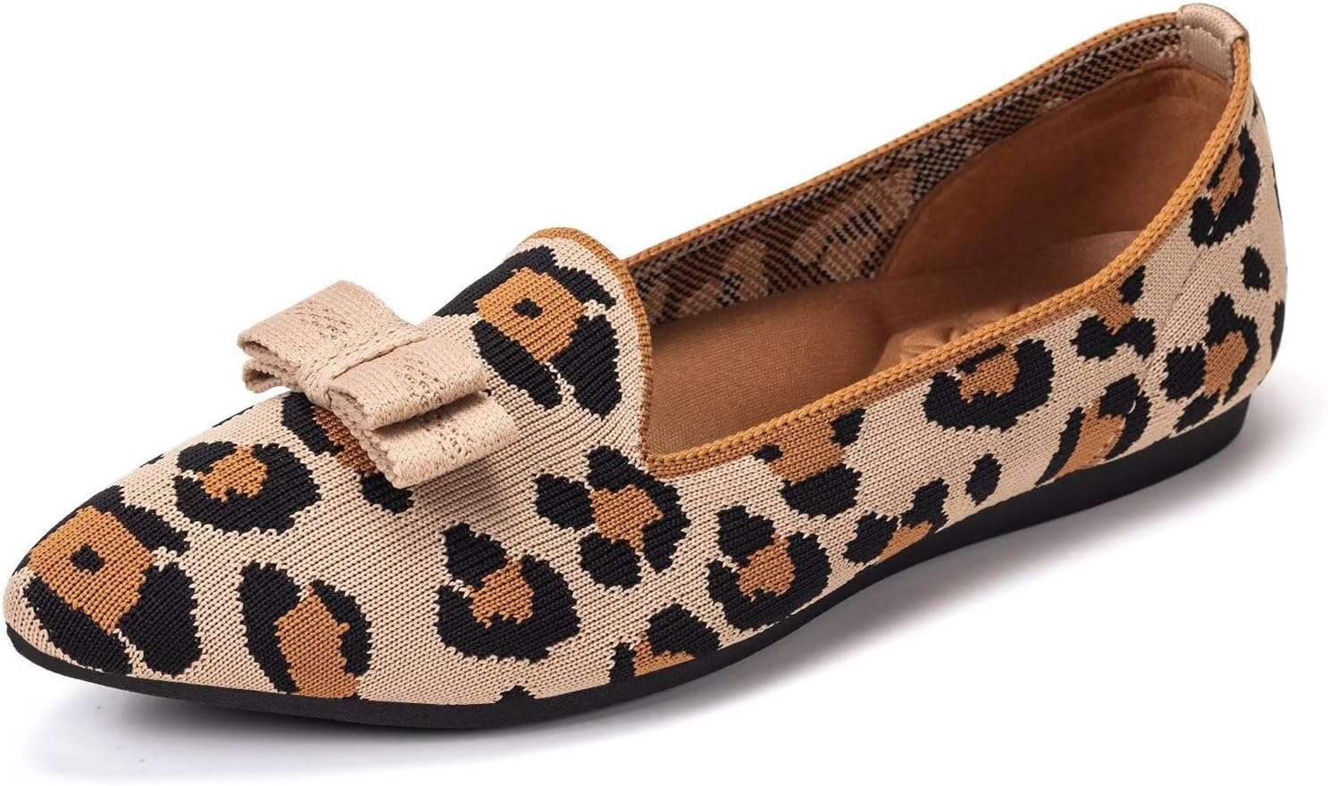 BEJINASH Women's Loafer Flats Casual Knit Fabric Lightweight Dressy Shoes Washable Elegant Pointed-Toe lace-up Bow Shoes Comfortable Ballet Shoes for Women Perfect for Daily - Image 3