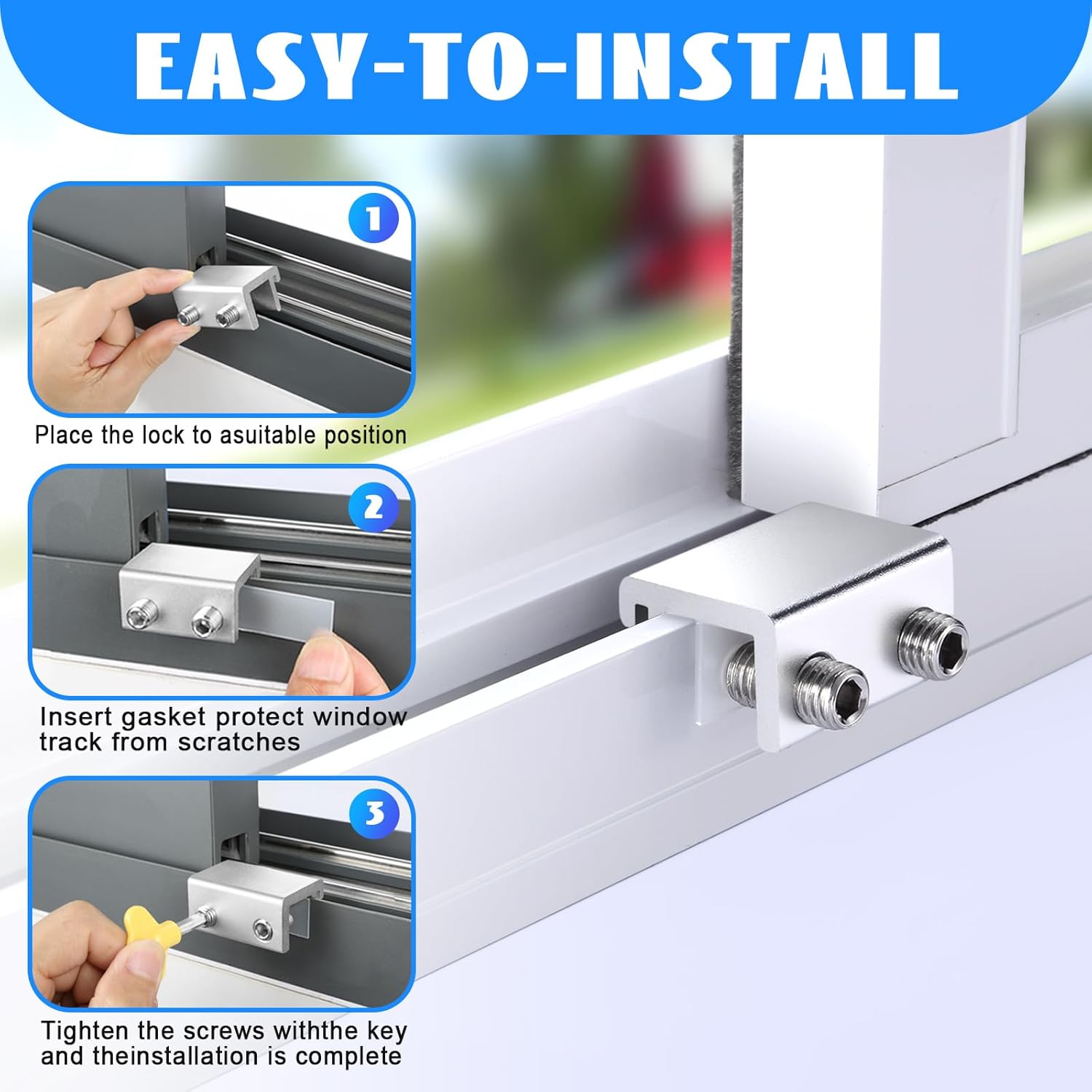 Sliding Window Locks (6 Sets), Secure Window Lock with Key, Window Locks for Up and Down Windows & Horizontal Sliding Windows, Adjustable Window Lock, Sturdy and Durable, Does Not Deform.