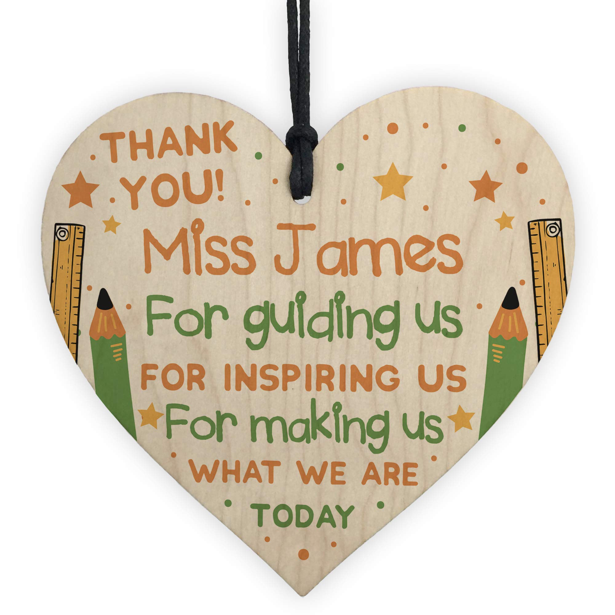 RED OCEAN PERSONALISED Teacher Gift Wooden Heart Teaching Assistant Nursery Teacher Thank YOU Gift