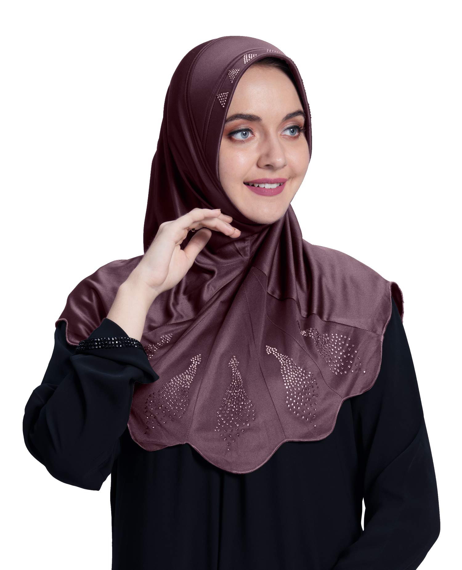 mehar Hijab Modest Fashion Women's Hijab with Glittering Stone Design Stylish iCRA Feel Good Fabric Meharban Hijab Coffee-picture-7