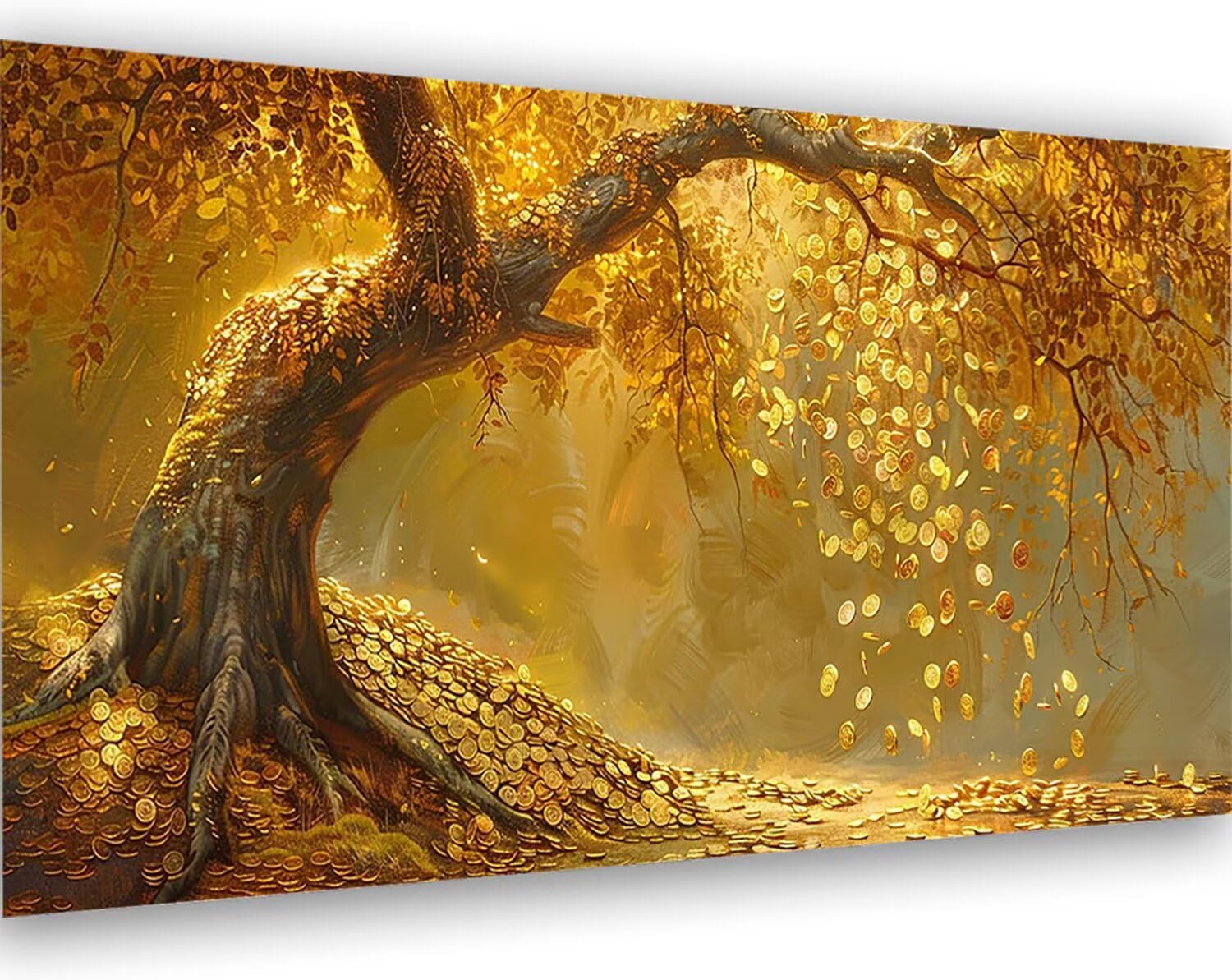 Malen Nach Zahlen Erwachsene Baum Malen Nach Zahlen Gold Malen Nach Zahlen ab 10 Jahre ädchen Ölgemälde für Kinder Mit 3-Pinseln und Acrylfarbe Paint by Numbers Kit Kinder (Ohne Rahmen,60X120CM) 0-C