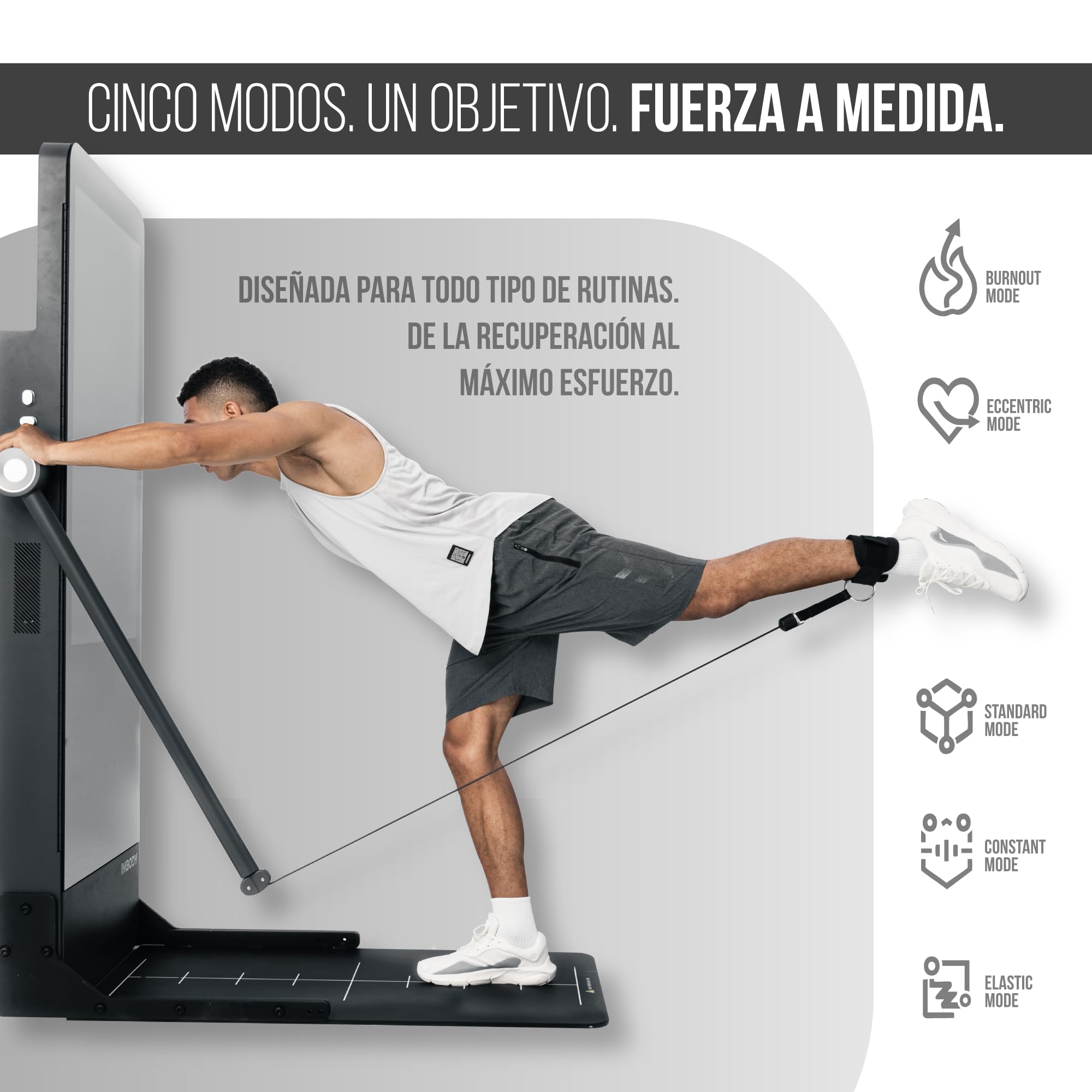 Power S Pro – Gimnasio en Casa Inteligente con Pantalla 43”, Multiestación 120 kg, 650 Entrenamientos, Spotter IA y Remo; Equivale a 260 Máquinas