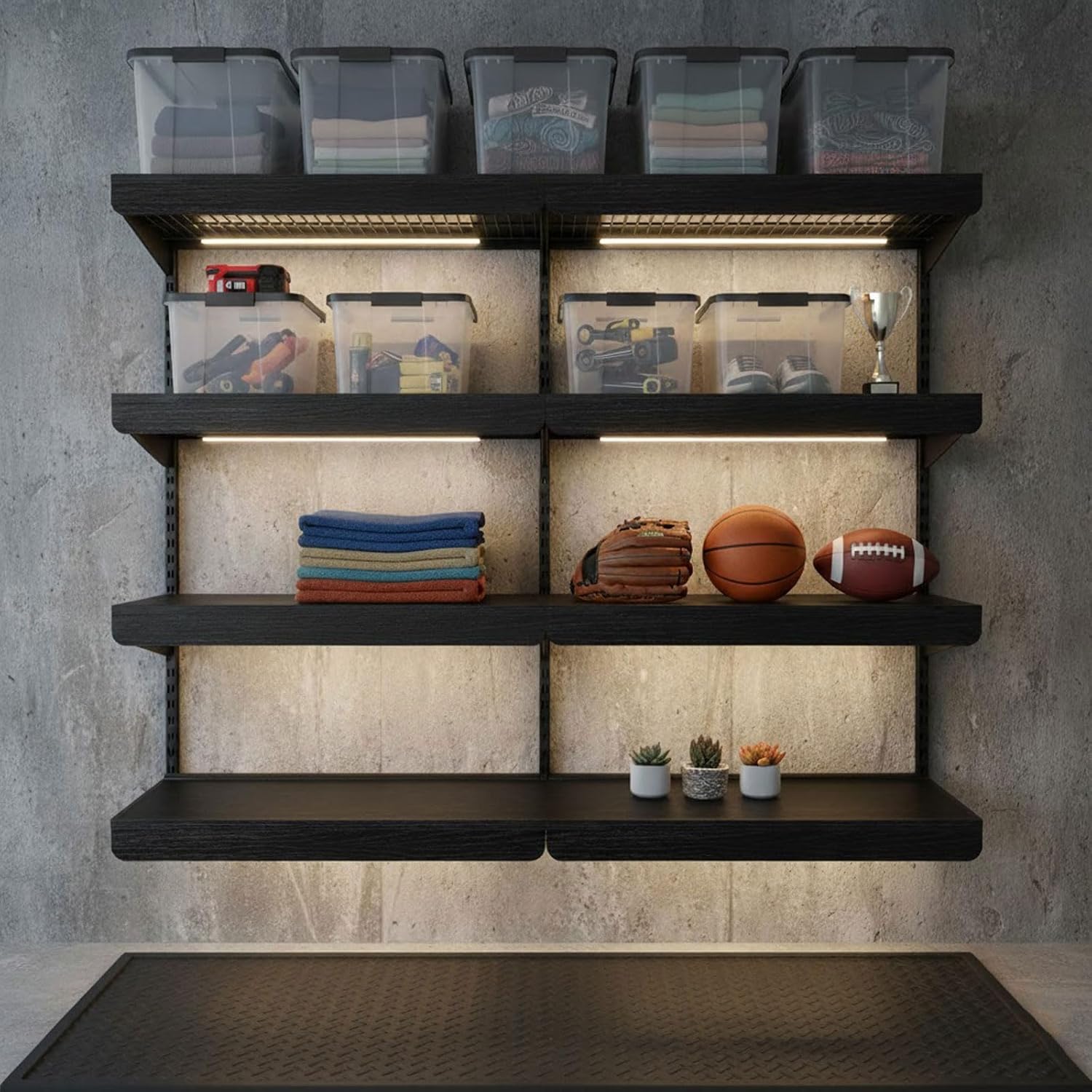 24" x 16" Heavy Duty MDF Wood Shelf Liners 4 Pcs, Wire Shelf Cover Odor-Free Solid Panels, 0.6 Inch Thick Wire Rack Covers for Pantry, Closet & Garage Storage (Black)