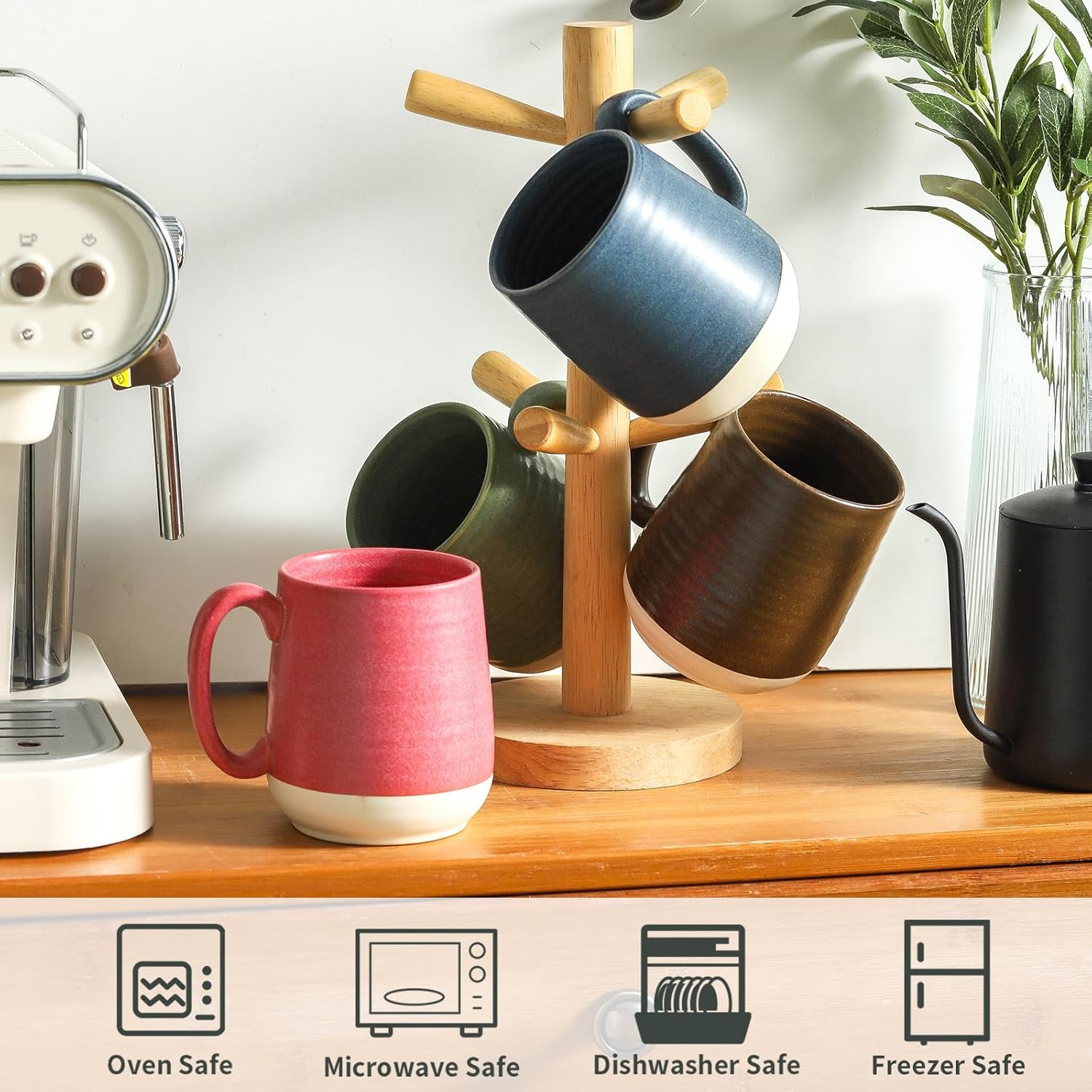 Hasense Coffee Mugs Set of 4, 15 oz Large Porcelain Mugs with Handle for Women Men, Colorful Christmas Coffee Cups for Latte, Tea, Cappuccino, Microwave & Dishwasher Safe - Image 3