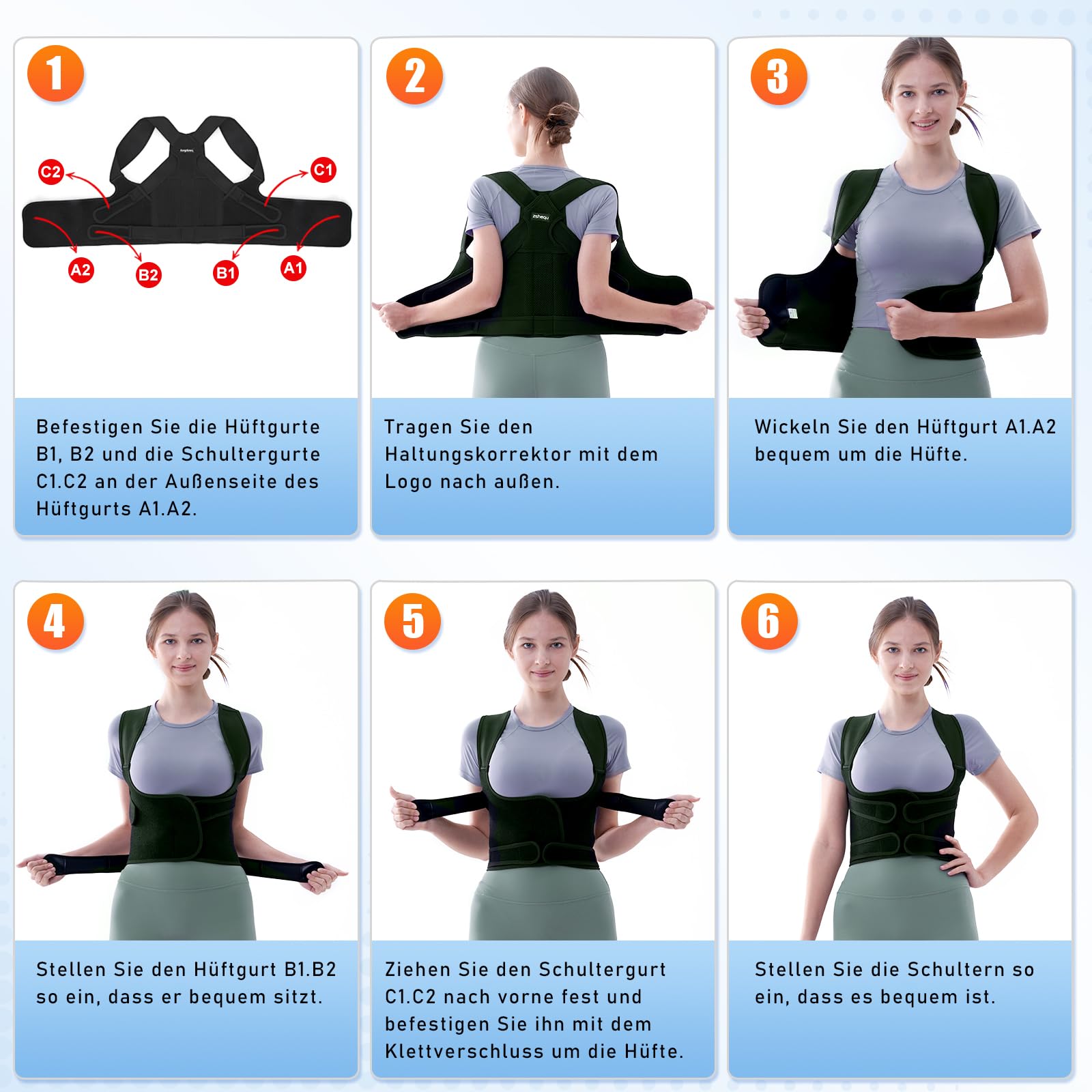 Rücken Geradehalter Rückenstützgürtel Haltungskorrektur Damen: Haltung Korrektur Gurt für Herren - Verstellbare Back Support Corrector - Haltungstrainer Rückengurt für Schulter Nacken - Schwarz L