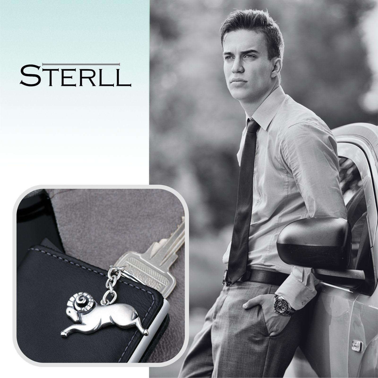 Herren Schlüssel-Anhänger Sternzeichen echt Silber 925 oxidiert Öko-Verpackung Partner Geschenke