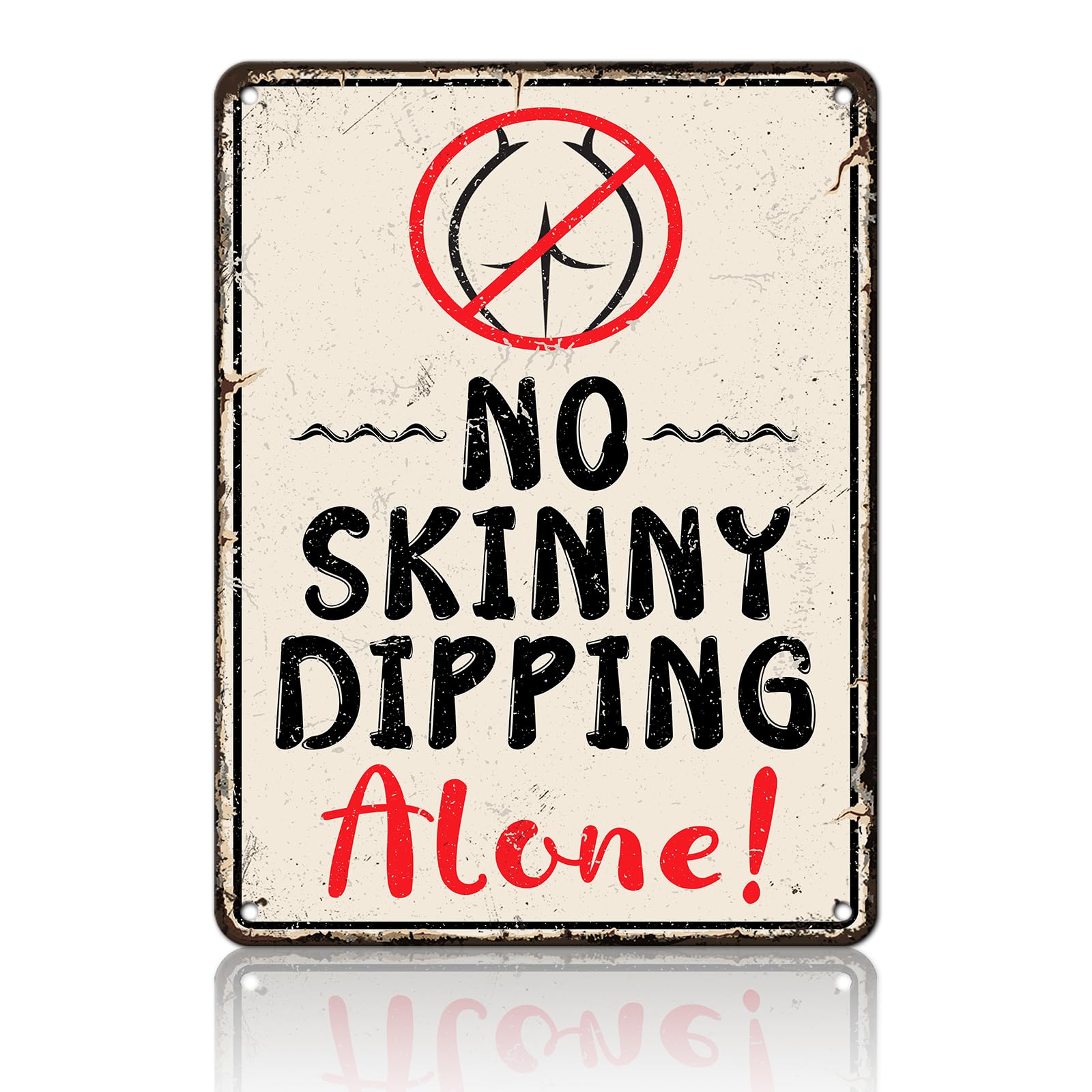 Anceky No Skinny Dipping Alone Sign Funny Metal Tin Sign Wall Decor for Home Bar Cafe Kitchen Garage 12×8 Inch