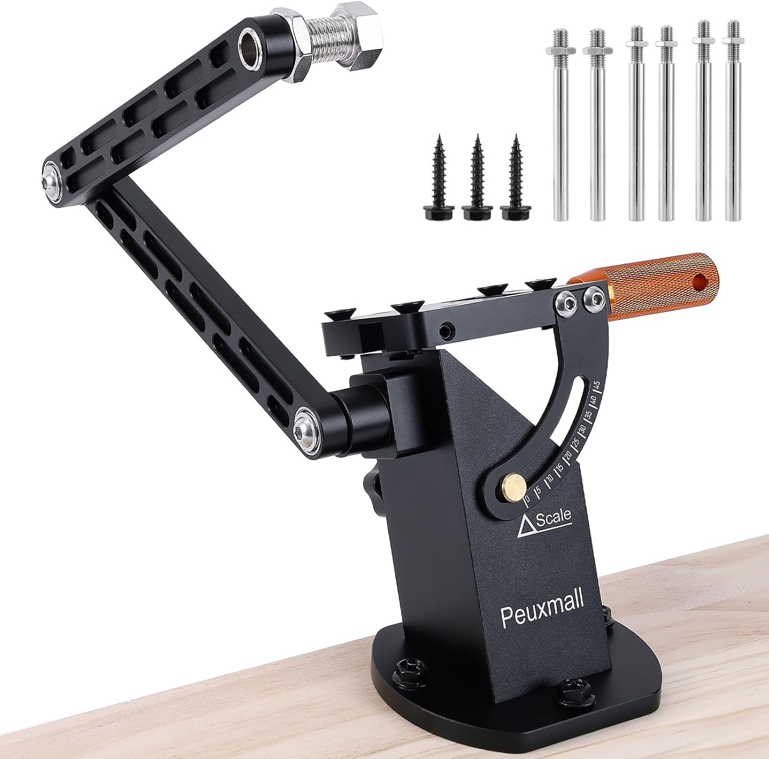 Lawn Mower Blade Sharpener, 15°-45° Adjustable Frame with Ball Bearing Manufacture Handle for Right Left Hand Blades, Lawnmower Blade Sharpening Tool Use with Angle Grinder (Black) - Max Width: 78mm