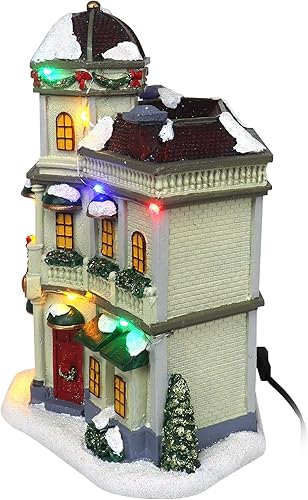 Miniatura 2 de Restaurante de pueblo de Navidad, edificio coleccionable iluminado musical de aldea de nieve, casas de pueblo navideño, complemento perfecto para