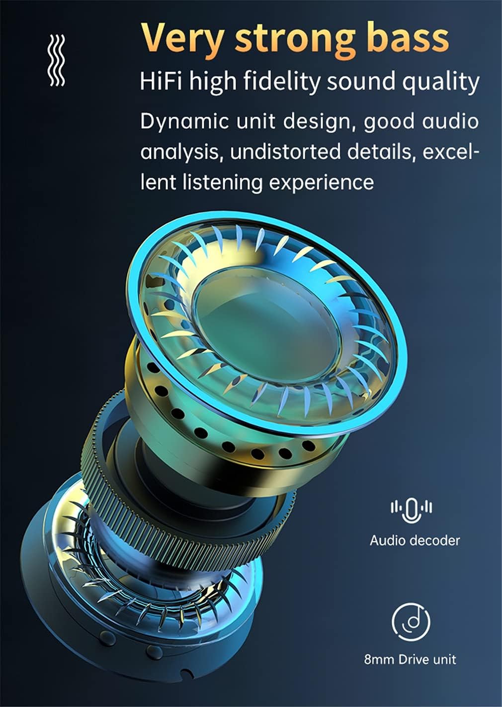 TWS Bluetooth 5.1 Wireless Earbuds Touch Control IPX7 Waterproof Headset in Ear with Mic 180 Hours Playtime Earphones - with Smart LED Display Charging Case,Silver