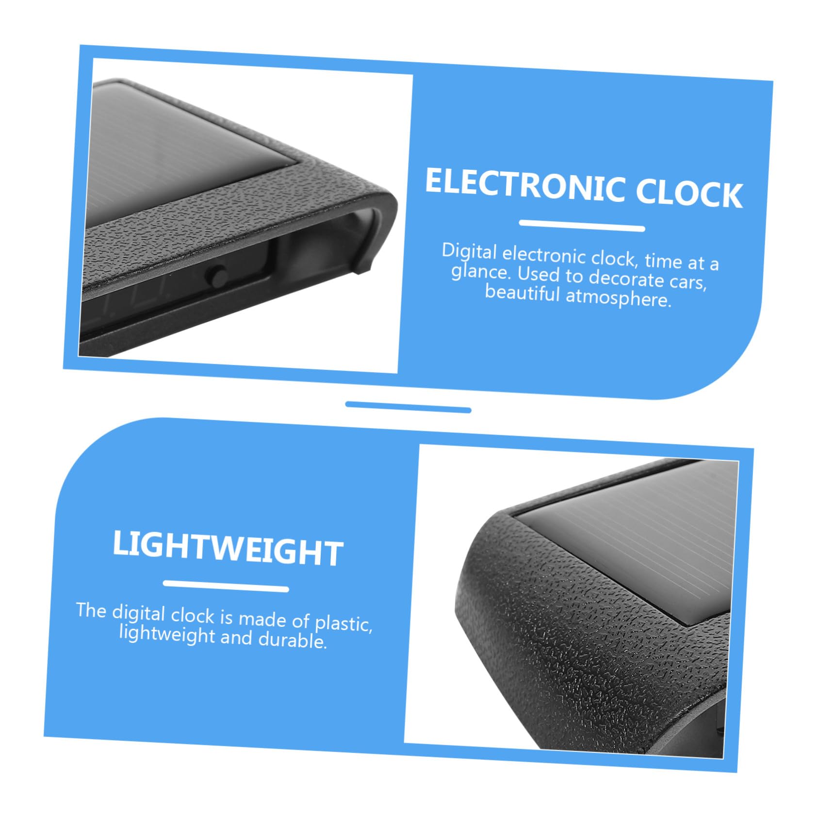 Mikinona Reloj Digital para Coche con Termómetro Solar Alta Precisión Carga Energía Solar Automático de Brillo Decoración Vehicular