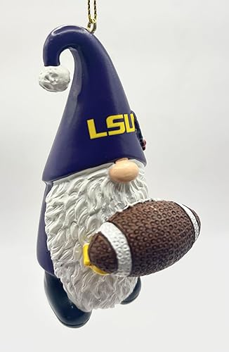 La. State Football - Adorno de Navidad de gnomo de tigre de Bengala de 4 pulgadas de alto, con licencia oficial para fanáticos de graduación,