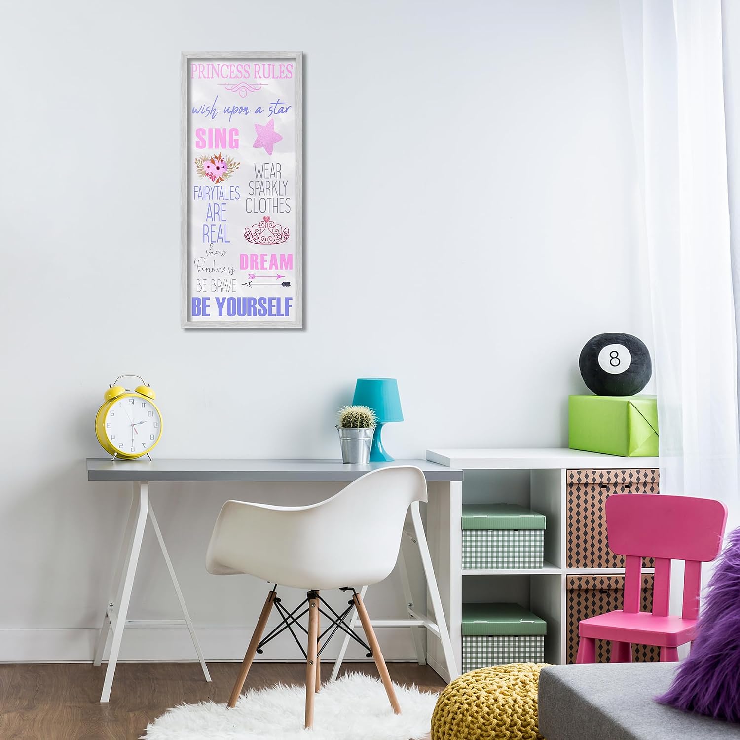 Rules for Princesses Nursery, 13 x 30 Inch Framed Giclée Print | Stupell Industries · By Kim Allen · Ready to hang · Perfect for kids rooms · Made in USA