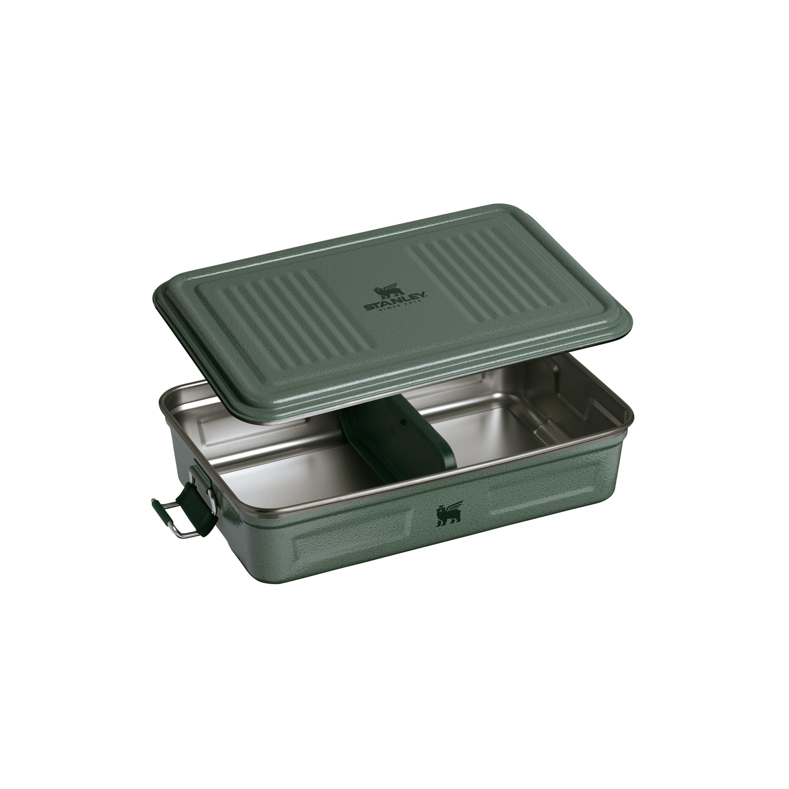 STANLEY 1913 Useful Classic Box 2L - Hammertone Green | Edelstahl-Lunchbox - Stapelbar - BPA-frei - Sicherer Verschluss - Spülmaschinenfest
